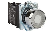 Кнопка плоская PB1S, белая, с фиксацией, с подсветкой без LED, 1NO, 6A 230VAC/24VDC, 22mm, IP65 | код PB1S-10TD/W00 | АРТ