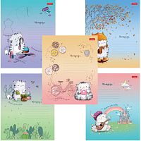 Тетрадь 12 л., HATBER, линия, обложка картон, Приключения кота Пирожка (5 видов в спайке), 12Т5В2 | код 106254 | HATBER