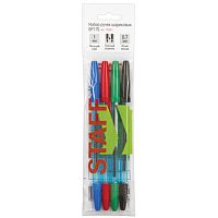 Ручки шариковые STAFF Office, НАБОР 4 шт., (синяя, черная, красная, зеленая), узел 1 мм, линия письма 0,7 мм, 142961 | код 142961 | STAFF