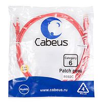 Cabeus PC-UTP-RJ45-Cat.6-3m-RD Патч-корд U/UTP, категория 6, 2xRJ45/8p8c, неэкранированный, красный, PVC, 3м | код 8694c | Cabeus