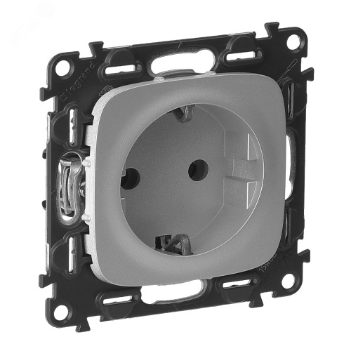 Valena ALLURE Розетка силовая 2К+З 16А 250В винтовые зажимы алюминий | код 753935 | Legrand