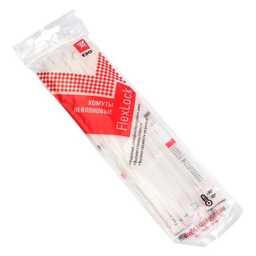 Хомут P6,6 стандартный (б), 4,8x300 (50шт) FlexLock PROxima | код plc-fl-ctsw-4.8x300-r | EKF