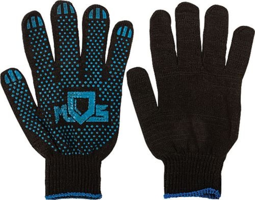 Перчатки вязаные 4 нити х/б ПВХ 10 класс черные | код 12495 | FIT