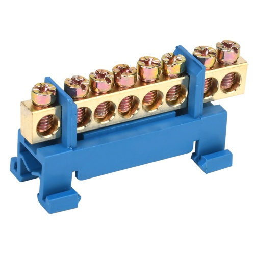 Шина N нулевая с синим изолятором тип Стойка на DIN-рейку 6x9 мм 8 групп REXANT | код 11-2353 | REXANT Шина N нулевая с синим изолятором тип Стойка на DIN-рейку 6x9 мм 8 групп REXANT | код 11-2353 | REXANT