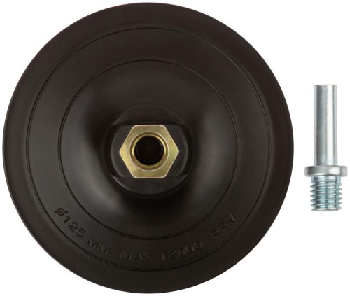 Диск шлифовальный с липучкой, гайка М14 + переходник для дрели, 125х3 мм | код 39618 | FIT