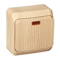 Выключатель 1-клавишный ЭТЮД, с подсветкой, открытый монтаж, сосна | код. BA10-005D | Schneider Electric