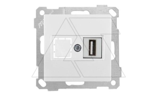 21 - Розетка 1xUSB Type A, для передачи данных, белая | код 2100-455-0101 | Mutlusan