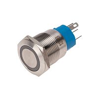 Кнопка антивандальная 19 12В Фикс (5с) ON-OFF/OFF-ON подсв/синяя REXANT | код 36-3421 | REXANT