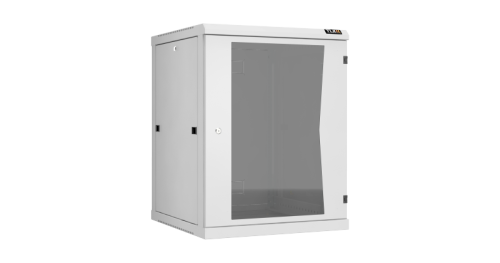 Настенный разборный шкаф TLK 19, 15U, стеклянная дверь, Ш600хВ770хГ600мм, 2 пары монтажных направляющих, серый | код TWC-156060-R-G-GY | TLK