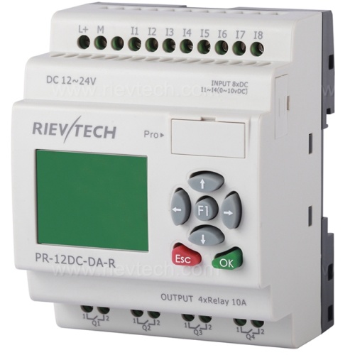 Программируемый логический контроллер PR-12DC-DA-R, 12_24VDC, 8DI(4AI), 4RO, RTC, RS232, ЖКИ, нерасширяемый | код PR-12DC-DA-R | Rievtech