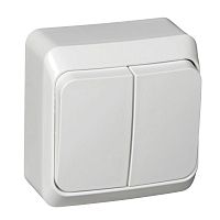 Выключатель 2-клавишный ЭТЮД, с подсветкой, открытый монтаж, белый | код. BA10-006B | Schneider Electric