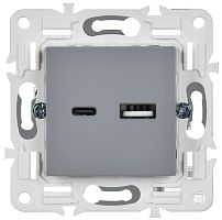 SKANDY Розетка USB A+C 3,1А SK-R14Gr серый IEK | код SK-U22-D31-K03 | IEK