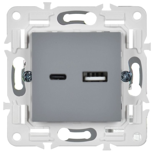 SKANDY Розетка USB A+C 3,1А SK-R14Gr серый IEK | код SK-U22-D31-K03 | IEK