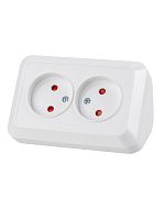 Розетка угловая двойная 2П открытой установки с з/ш IP20 250В 10А белая Ладога TDM | код SQ1801-0022 | TDM