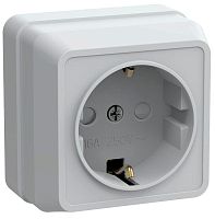 Розетка ОКТАВА, открытый монтаж, с заземлением, со шторками, белый | код. ERO14-K01-16-DC | IEK