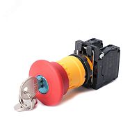 Кнопка аварийного останова SB5 в сборе 22мм 40мм ключ пластик 1НО+1НЗ | код SB5AS9445 | Systeme Electric