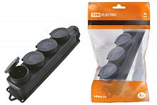 Розетка четырехместная с заглушками каучук 2Р+РЕ 16А 250В IP44 TDM | код SQ0612-0011 | TDM