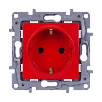 Розетка с заземлением - Legrand Etika - со шторками 16А 250В винтовые зажимы - красный | код 672722 | Legrand