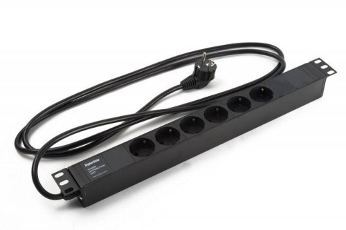 Блок розеток 6-м 16А SHE19-6SH-S-2.5EU Schuko горизонт. с выкл. шнур 2.5м | код 397026 | Hyperline