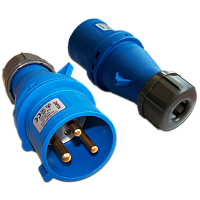 Вилка IEC 309 однофазная, папа, 32A, 250V, разборная, синяя | код LAN-IEC-309-32A1P/M | LANMASTER