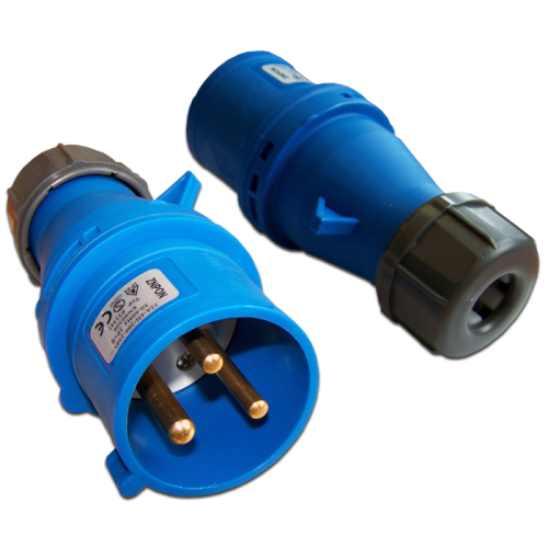 Вилка IEC 309 однофазная, папа, 32A, 250V, разборная, синяя | код LAN-IEC-309-32A1P/M | LANMASTER