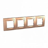 Рамка 4 поста UNICA, горизонтальная, бежевый | код. MGU2.008.25 | Schneider Electric