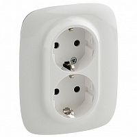 Розетка двухместная VALENA ALLURE, скрытый монтаж, с заземлением, со шторками, белый | код. 753726 | Legrand