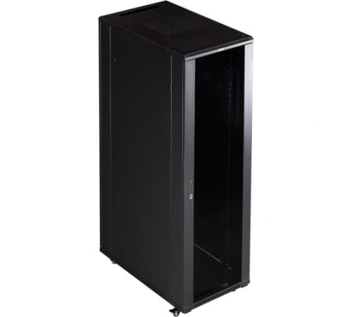 Шкаф 19 Business, 47U 800x800, черный, передняя дверь стекло, задняя дверь распашная металл | код TWT-CBB-47U-8x8-G1 | TWT