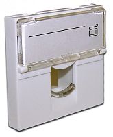 Вставка 45x45 на 1 модуль, со шторкой и увеличенным окном маркировки, белая | код LAN-SIP-23L-WH | LANMASTER