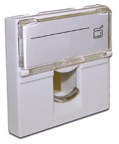 Вставка 45x45 на 1 модуль, со шторкой и увеличенным окном маркировки, белая | код LAN-SIP-23L-WH | LANMASTER