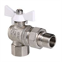 Кран шар. BASE угловой с полусгоном 3/4" вн.-нар. белая рукоятка | код. VT.228.NW.05 | VALTEC