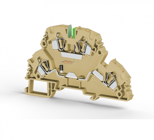 318 220, Клеммник 2-х ярусный пружинный, 4 мм.кв., с диодом, (бежевый), YBK4-2FD-B | код 0.0.0.3.18220 | KLEMSAN 318 220, Клеммник 2-х ярусный пружинный, 4 мм.кв., с диодом, (бежевый), YBK4-2FD-B | код 0.0.0.3.18220 | KLEMSAN