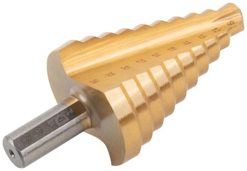 Сверло ступенчатое HSS по металлу, 10 ступеней 9-12-15-18-21-24-27-30-33-36 мм | код 36385М | FIT фото 5 Сверло ступенчатое HSS по металлу, 10 ступеней 9-12-15-18-21-24-27-30-33-36 мм | код 36385М | FIT фото 5