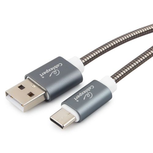 Кабель USB 2.0 Cablexpert CC-G-USBC02Gy-1.8M, AM/Type-C, серия Gold, длина 1.8м, титан, блистер | код CC-G-USBC02Gy-1.8M | Cablexpert