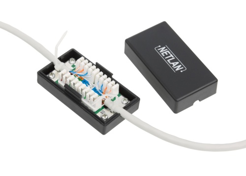 Соединитель кабельный NETLAN IDC-IDC, Кат.5e (Класс D), 100МГц, KRONE, T568A/B, неэкранированный, черный, уп-ка 10шт. | код EC-UCB-IDC-UD2-BK-10 | NETLAN