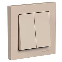 ATLASDESIGN 2-клавишный ВЫКЛЮЧАТЕЛЬ, сх.5, 10АХ, в сборе, ПЕСОЧНЫЙ | код ATN001252 | Systeme Electric