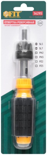 Отвертка реверсивная, 6 CrV бит, желтая ручка с антискользящей накладкой | код 56295 | FIT фото 3