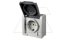 AQUANT - Розетка 2P+E, 16A/250V, с крышкой, ABS ,UV, IP55, корпус RAL7035/крышка RAL7043 | код 1244-10 | Elektro-plast Nasielsk