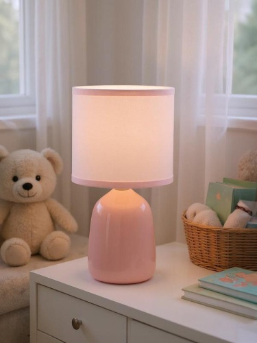 Светильник настольный JH2-02-pk E14 IP20 130х130х255мм керамика; ткань; PVC-пластик роз. JazzWay 5062337 фото 7