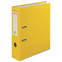 Папка-регистратор BRAUBERG с покрытием из ПВХ, 80 мм, с уголком, желтая (удвоенный срок службы), 227194 | код 227194 | BRAUBERG