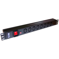 Блок розеток 19, 1-фазный с выключателем, 10A / 250V, 8xC13, без шнура питания, разъем C14 | код TWT-PDU19-10A8C3 | TWT