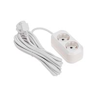 Удлинитель 2 гнезда, 5м, 3х0,75мм?, с/з, белый PROconnect | код 13-4204 | PROCONNECT