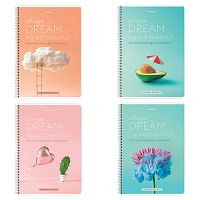 Тетрадь А4, 80 л., BRAUBERG, гребень, клетка, обложка картон, Dream , 404049 | код 404049 | BRAUBERG