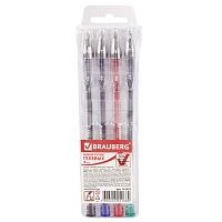 Ручки гелевые BRAUBERG, НАБОР 4 шт., АССОРТИ, Jet, узел 0,5 мм, линия письма 0,35 мм, 141023 | код 141023 | BRAUBERG
