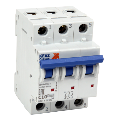 Выключатель автоматический OptiDin BM63-3C31,5-10-УХЛ3 | код 295838 | КЭАЗ