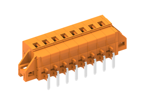 458434/010 Клемма на плату серии MCS,с горизонт.вводом кабеля,серии MCS с крепеж.фланцем,шаг 5.08мм,4 конт., оранж., шт | код 458434/010 | SUPU