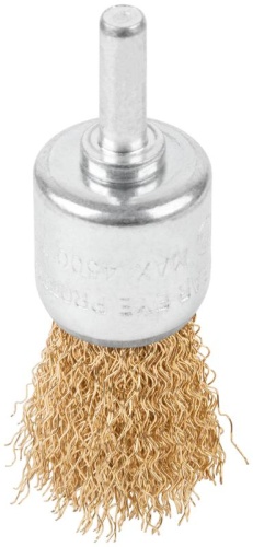 Щетка для дрели, Чашка, латунированная витая проволока 0,3 мм, 25 мм, блистер, Profi | код 82-918 | FIT фото 5