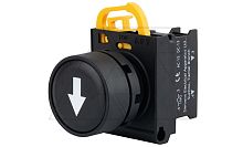 Кнопка плоская PB3E, черная Белая стрелка, без фиксации, без подсветки, 1NO, 6A 230VAC/24VDC, 22mm, IP65 | код PB3E-FM0S10S99/K00 | АРТ