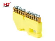 Шина N ноль на DIN-изол ШНИ-6х9-12-Д-желтый HLT | код 081-03-05| HLT