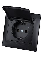 Розетка 2П+З 16А 250В IP44 с крышкой графит Лама TDM | код SQ1815-0626 | TDM